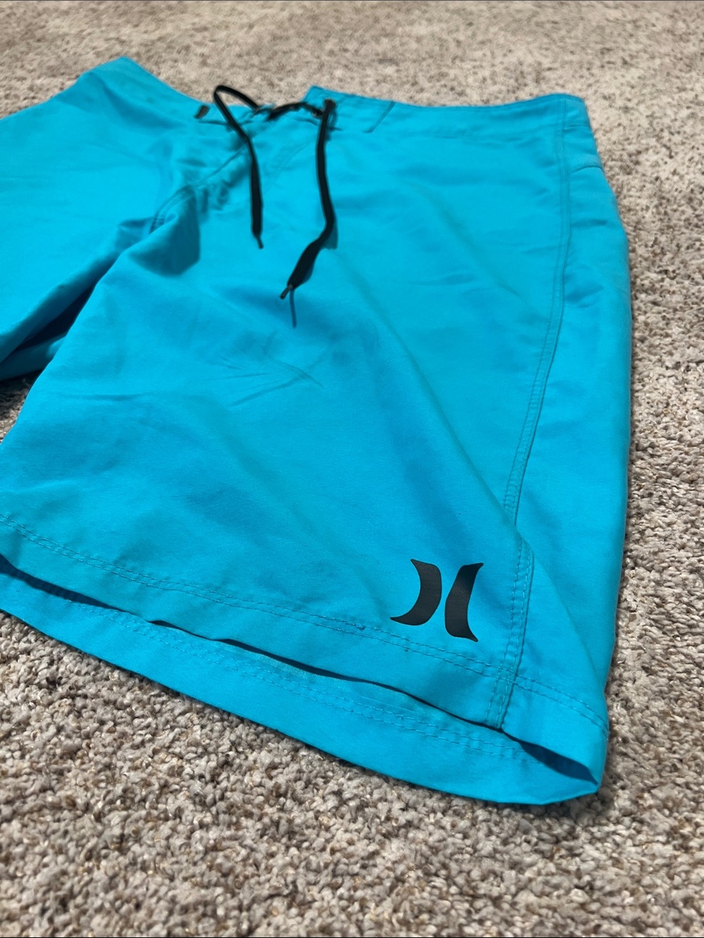 Waist 31 - Hurley Men’s Bright Teal Boardshorts with Black Drawstring - Picture 2 of 7